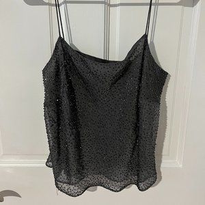 Ann Taylor Sparkly, Beaded, grey tank top, Medium